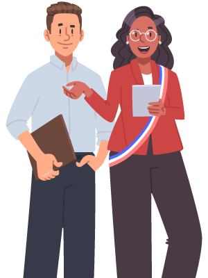 Agents territoriaux, élue portant l'écharpe tricolore - mutuelle labellisée pour les agents de la fonction publique et collectivités territoriales